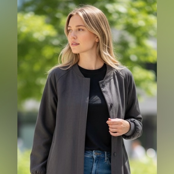 Pleione Jackets & Blazers - PLEIONE Brownish Gray Women's Lightweight Modal blend Long Jacket, Small